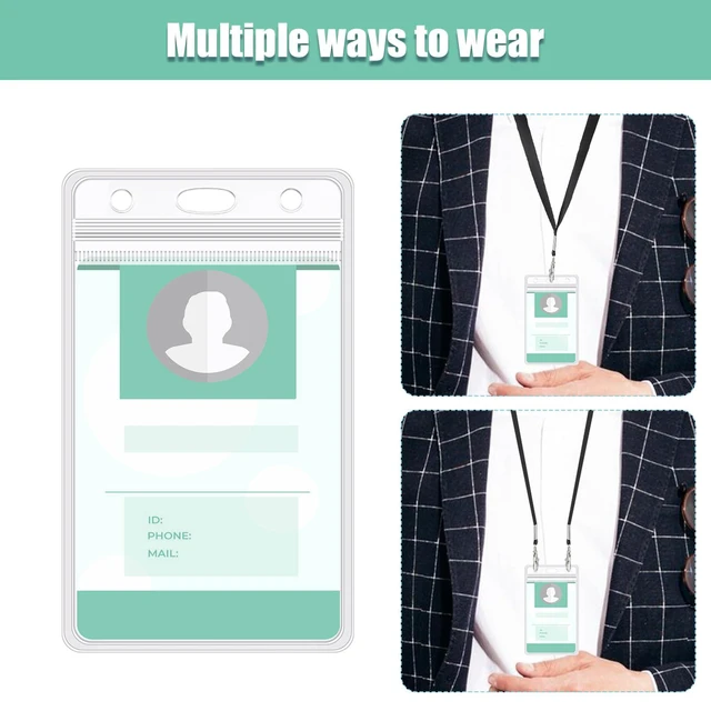 Alt view image 4 of 7 - 400 Pack Vertical Id Badge Holders, Clear Waterproof PVC, 4.5 x 2.7 in Resealable Zip Closure, Transparent And Scannable, Soft Durable Pvc, Fits Id Cards, Name Tags, Work And School Use