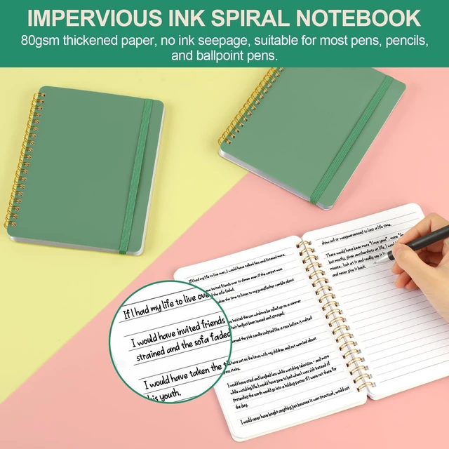 Alt view image 4 of 7 - 3 PCS Small Spiral Notebook 5x7, Notebooks for Note Taking, Green Spiral Journal Notebook, Work Notebook Small Notebooks 5x7 with Strap, Cute Notebooks for Women 70 Sheets/Note Books (Pack of 2)