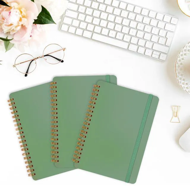 Alt view image 6 of 7 - 3 PCS Small Spiral Notebook 5x7, Notebooks for Note Taking, Green Spiral Journal Notebook, Work Notebook Small Notebooks 5x7 with Strap, Cute Notebooks for Women 70 Sheets/Note Books (Pack of 2)
