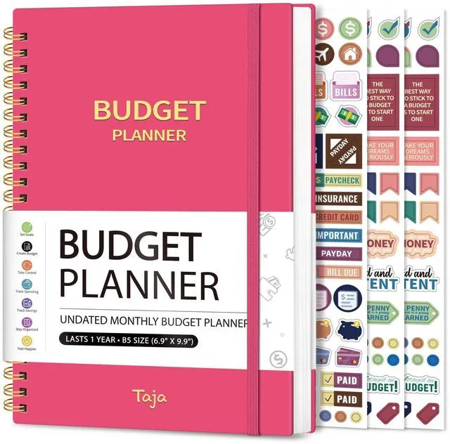 Main image of Budget Planner, Undated Budget Book with Expense Tracker, 6.9" x 9.9" Monthly Budget Planner Bill Organizer, Account Book to Track Money and Finances, 150 Pages, Berry Pink