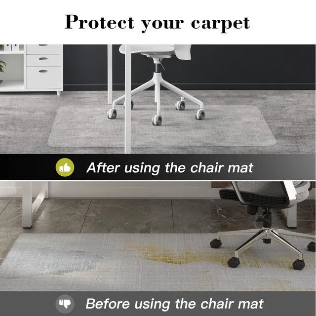 Alt view image 5 of 6 - Office Chair Mat for Low-Pile Carpet 48" x 65", Extra Large Clear Mat Extra Large Coverage for Executive Desks and Gaming, Clear PVC with Grip Studs and a Smooth Surface for Easy Daily Rolling