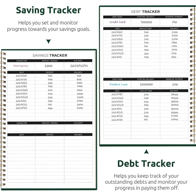 Alt view image 5 of 7 - Budget Planner, Undated Budget Book with Expense Tracker, 6.9" x 9.9" Monthly Budget Planner Bill Organizer, Account Book to Track Money and Finances, 150 Pages, Dark Green