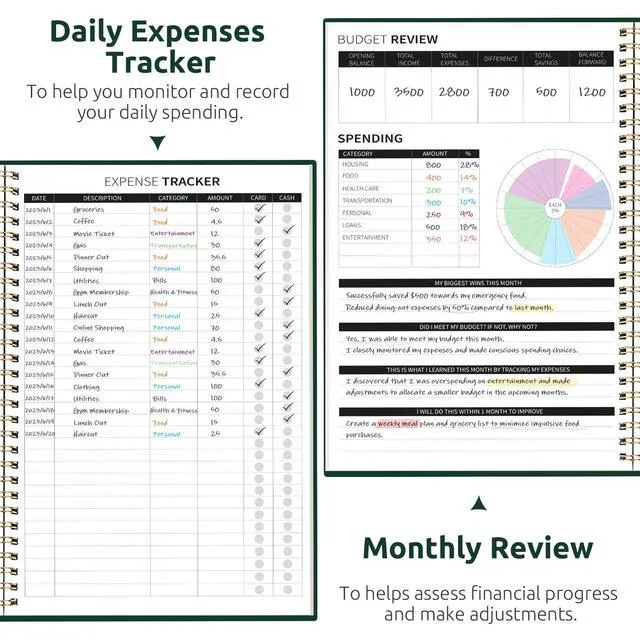 Alt view image 4 of 7 - Budget Planner, Undated Budget Book with Expense Tracker, 6.9" x 9.9" Monthly Budget Planner Bill Organizer, Account Book to Track Money and Finances, 150 Pages, Dark Green