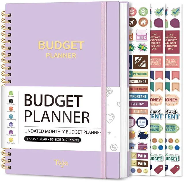 Main image of Budget Planner, Undated Budget Book with Expense Tracker, 6.9" x 9.9" Monthly Budget Planner Bill Organizer, Account Book to Track Money and Finances, 150 Pages, Lavender