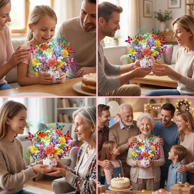 Alt view image 6 of 7 - Birthday Cards for Women,with Light and Music Daisy Pull-out Butterfly 10 Inch Forever Flower Bouquet, 3D Pop Up Birthday Gift Card for Wife Mom Daughter Sister (Blank Notecard & Envelope)