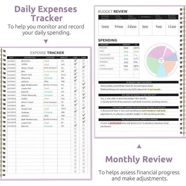 Alt view image 4 of 7 - Budget Planner, Undated Budget Book with Expense Tracker, 6.9" x 9.9" Monthly Budget Planner Bill Organizer, Account Book to Track Money and Finances, 150 Pages, Lavender
