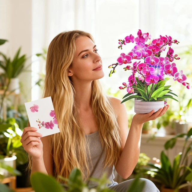 Alt view image 3 of 7 - Birthday Cards, Thank You Card for Women with Light and Music Orchid Oasis,10 Inch Bouquet Greeting Card, Get Well Soon for Her Wife Mom Daughter Sister (Blank Notecard & Envelope)