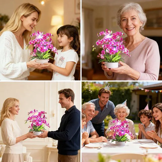 Alt view image 5 of 7 - Birthday Cards, Thank You Card for Women with Light and Music Orchid Oasis,10 Inch Bouquet Greeting Card, Get Well Soon for Her Wife Mom Daughter Sister (Blank Notecard & Envelope)
