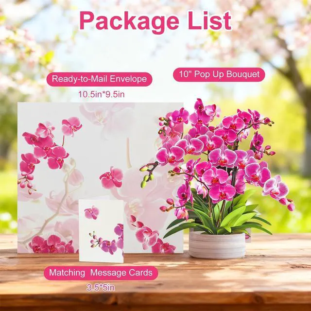 Alt view image 7 of 7 - Birthday Cards, Thank You Card for Women with Light and Music Orchid Oasis,10 Inch Bouquet Greeting Card, Get Well Soon for Her Wife Mom Daughter Sister (Blank Notecard & Envelope)