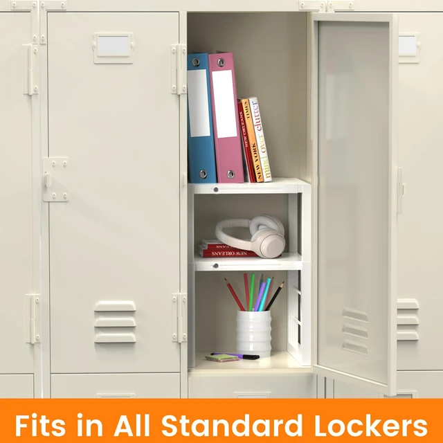 Alt view image 4 of 7 - Locker Organizer Shelf White, Metal Adjustable Width and Height, Ideal Locker for School, Office, and Gym Lockers, Extends Locker Storage Organization