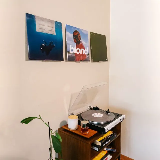 Alt view image 2 of 7 - Adhesive Vinyl Wall Mount (8-Pack) Strong Hold Record Holder Wall, Record-Safe Easy Installation, Album Wall Mount for 1LP and 2LP Clear