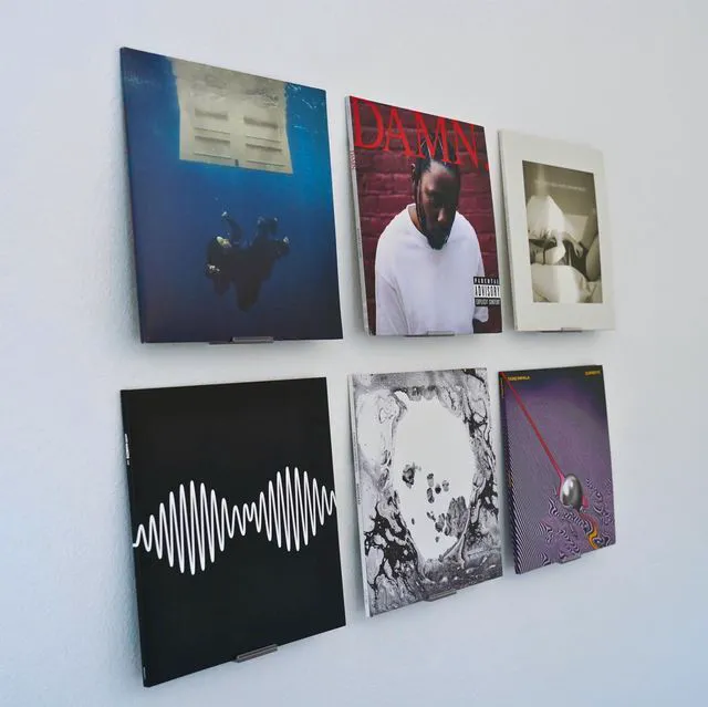 Alt view image 5 of 7 - Adhesive Vinyl Wall Mount (8-Pack) Strong Hold Record Holder Wall, Record-Safe Easy Installation, Album Wall Mount for 1LP and 2LP White
