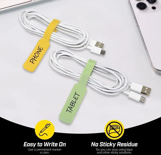 Alt view image 2 of 7 - Cable Labels - Large, Macaron (30-Pack) Colorful Write-On Tags for Basement and Office Organizing