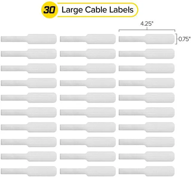 Alt view image 4 of 7 - Cable Labels - Large (30-Pack) White Write On Cord Labels, Wire Labels, Cable Tags and Wire Tags for Cable Management and Organizer for Electronics, Computers