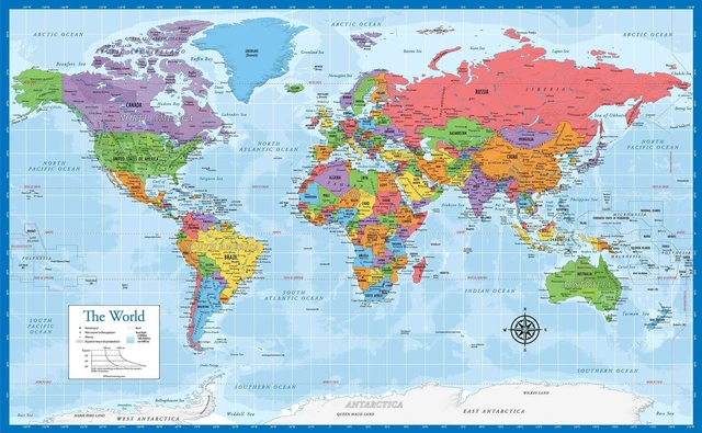 Alt view image 7 of 7 - Laminated World Map & US Map Poster Set - 18" x 29" - Wall Chart Maps of the World & United States - Made in the USA - (LAMINATED, 18" x 29")