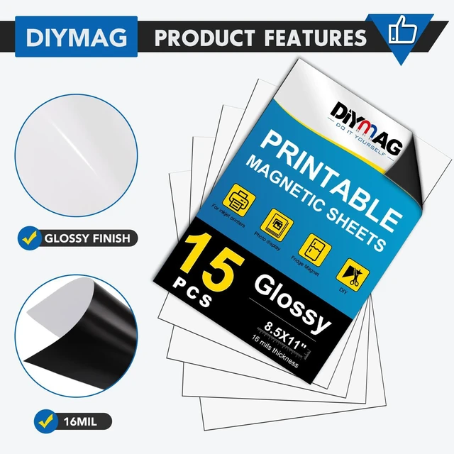 Alt view image 4 of 7 - Printable Magnetic Sheets, Glossy 15Pcs 8.5"x11" for Inkjet Printers Flexible Magnetic Paper, Non-Adhesive for DIY Crafts, Photo Wall, Cars, Refrigerator, Classroom and Office Decor: Amazon.com