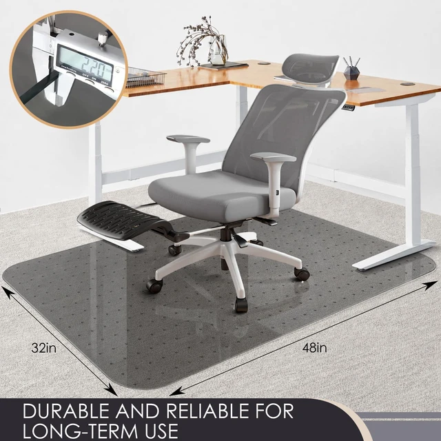 Alt view image 2 of 7 - Office Chair Mat for Carpet, Gray Heavy Duty Computer Chair Mat 32''x48'', Under Desk Protector Carpeted Floors Mat, Easy Chair Movement,Ship Flat, Gray