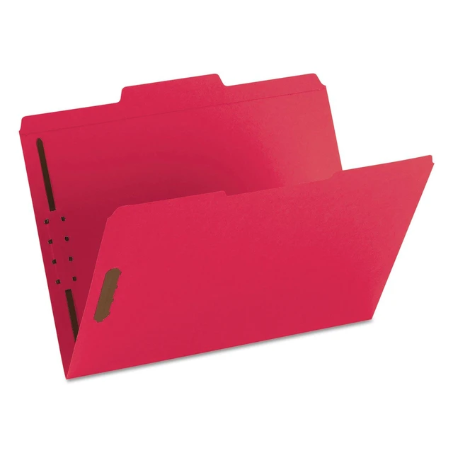 Alt view image 3 of 7 - Fastener Folders, 2 Fasteners, Letter Size, Red, 1/3 Cut Tabs in Left, Right, Center Positions, 50 per Box (22740), Specialty