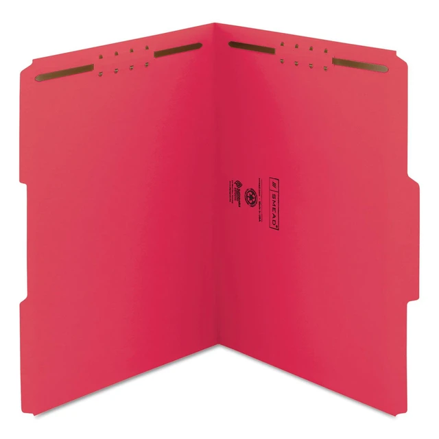 Alt view image 7 of 7 - Fastener Folders, 2 Fasteners, Letter Size, Red, 1/3 Cut Tabs in Left, Right, Center Positions, 50 per Box (22740), Specialty