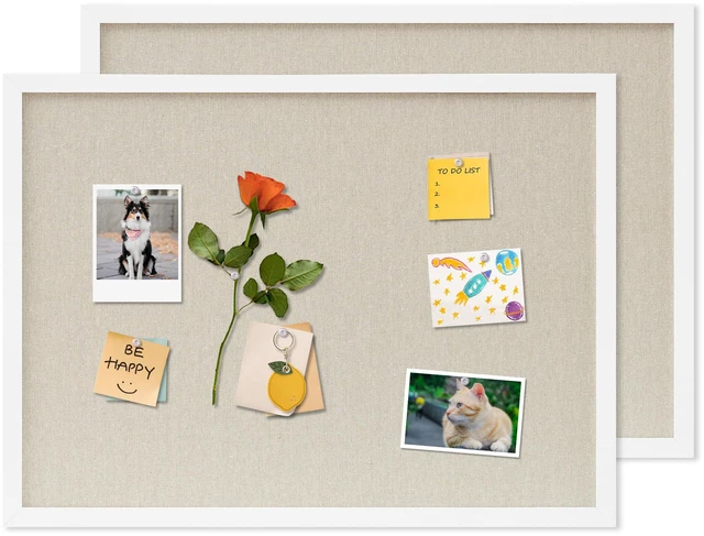Main image of Cork Board with Linen White 2Pack,Bulletin Board 23"x17" Hanging Corkboards for Office Home School Message Board or Vision Board Decoration
