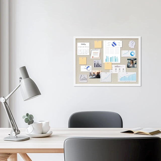 Alt view image 2 of 7 - Cork Board with Linen White 2Pack,Bulletin Board 23"x17" Hanging Corkboards for Office Home School Message Board or Vision Board Decoration