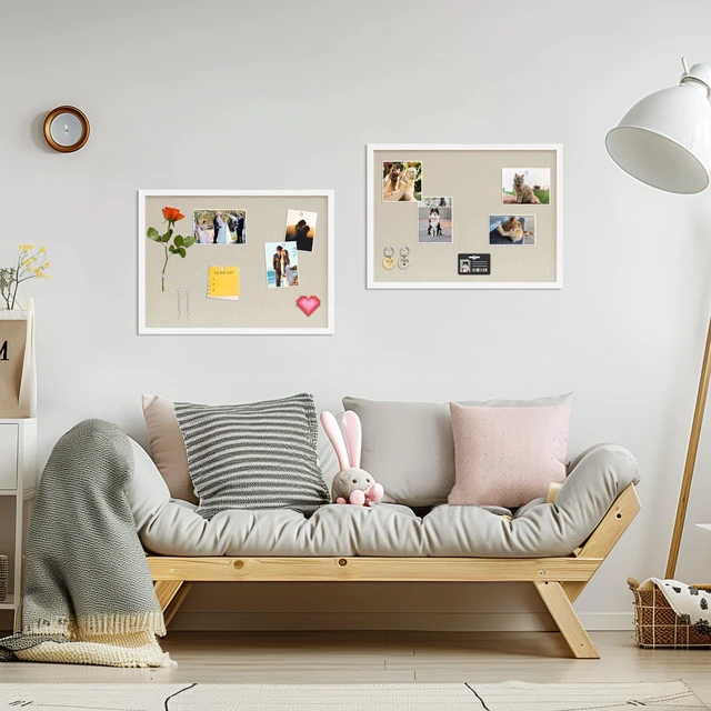 Alt view image 4 of 7 - Cork Board with Linen White 2Pack,Bulletin Board 23"x17" Hanging Corkboards for Office Home School Message Board or Vision Board Decoration