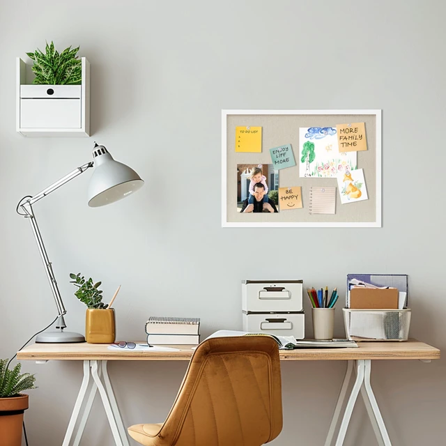 Alt view image 5 of 7 - Cork Board with Linen White 2Pack,Bulletin Board 23"x17" Hanging Corkboards for Office Home School Message Board or Vision Board Decoration