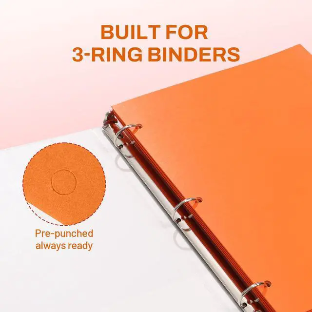 Alt view image 4 of 7 - Two Pocket Folders, 50 Pack File Folders with Business Card Slot, Textured Paper, Fit Letter Size Paper, Paper File Folder for School Office Home Business, Orange