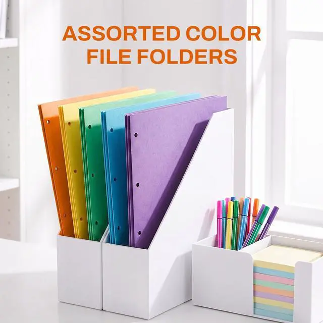 Alt view image 5 of 7 - Two Pocket Folders, 50 Pack File Folders with Business Card Slot, Textured Paper, Fit Letter Size Paper, Paper File Folder for School Office Home Business, Orange