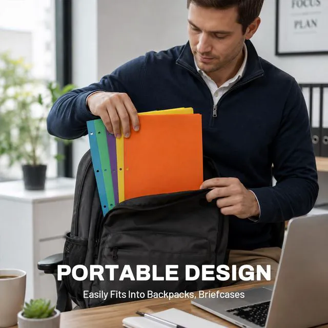 Alt view image 6 of 7 - Two Pocket Folders, 50 Pack File Folders with Business Card Slot, Textured Paper, Fit Letter Size Paper, Paper File Folder for School Office Home Business, Orange