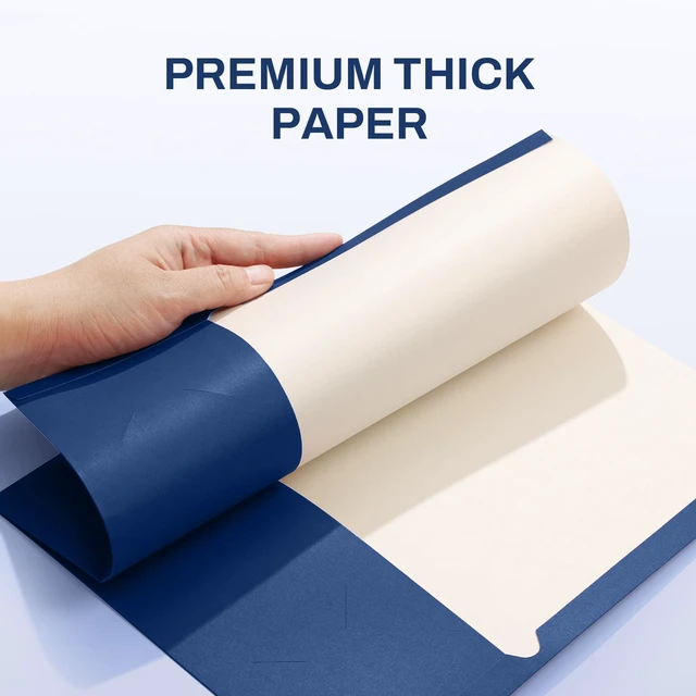Alt view image 3 of 7 - Two Pocket Folders, 50 Pack File Folders with Business Card Slot, Textured Paper, Fit Letter Size Paper, Paper File Folder for School Office Home Business, Navy Blue
