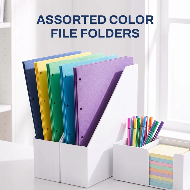Alt view image 5 of 7 - Two Pocket Folders, 50 Pack File Folders with Business Card Slot, Textured Paper, Fit Letter Size Paper, Paper File Folder for School Office Home Business, Navy Blue