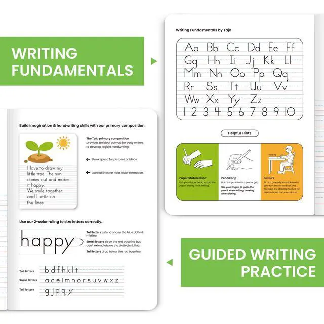Alt view image 7 of 7 - Primary Ruled Composition Notebook K-2, Cute Composition Notebook 4 Pack 9-3/4" x 7-1/2", 160 Pages (80 Sheets), Pastel Primary Composistion Notebook Perfect for School Office Supplies