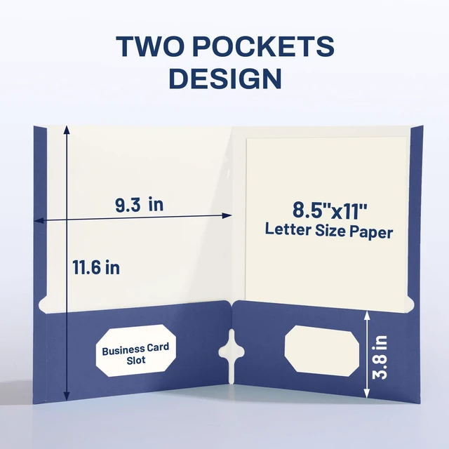 Alt view image 2 of 7 - Folders with Pockets 3 Hole Punched(50 Pack, Dark Blue), 2 Pocket Folders Fit Letter Size Paper, Paper File Folder for School Office Home Bussiness