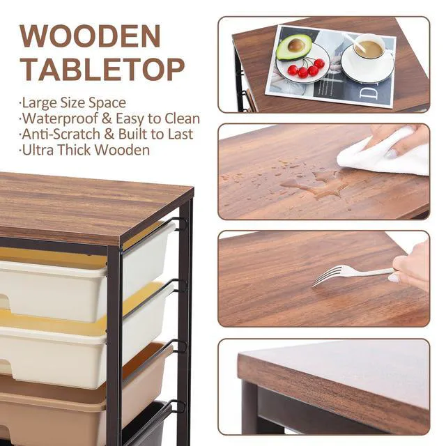 Alt view image 7 of 7 - Rolling Cart with Drawers, 5 Drawers Utility Cart, Dark Brown 5-Tiers Storage Cart with Drawers with Lockable Wheels for Craft Organizers and Storage,Home Office,Classroom,Dorm,Playroom