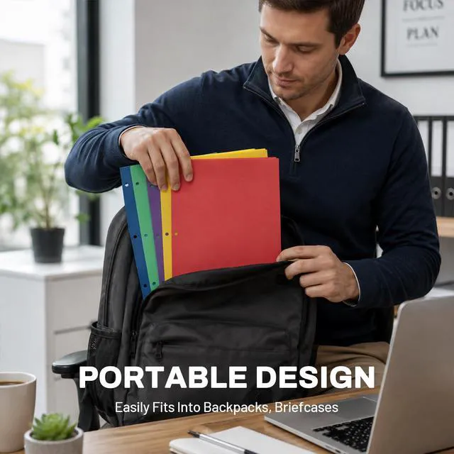 Alt view image 6 of 7 - Folders with Pockets 3 Hole Punched(50 Pack, Dark Blue), 2 Pocket Folders Fit Letter Size Paper, Paper File Folder for School Office Home Bussiness