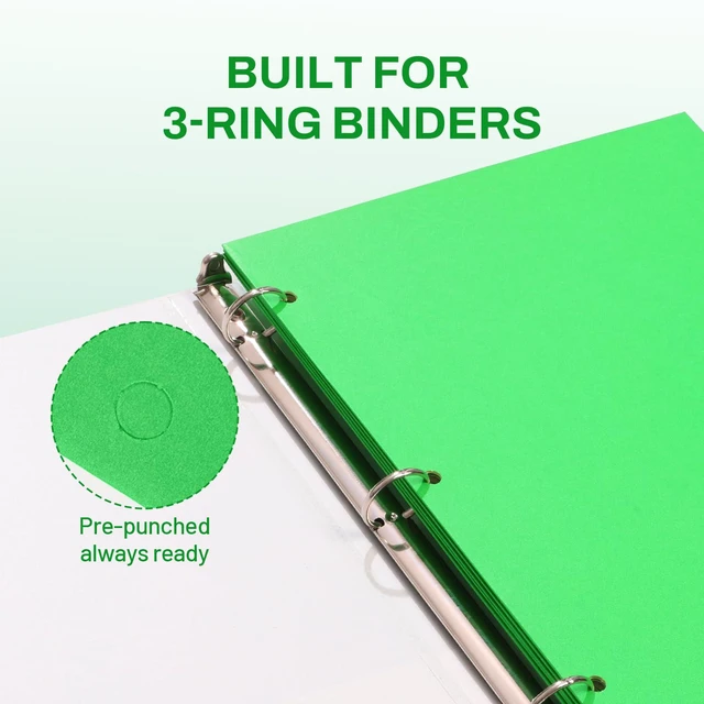 Alt view image 4 of 7 - Folders with Pockets 3 Hole Punched(50 Pack, Green), 2 Pocket Folders Fit Letter Size Paper, Paper File Folder for School Office Home Business