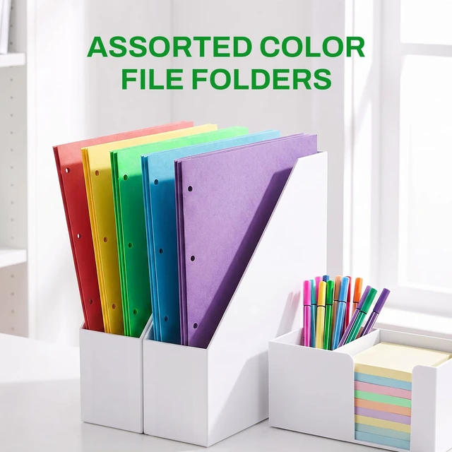 Alt view image 5 of 7 - Folders with Pockets 3 Hole Punched(50 Pack, Green), 2 Pocket Folders Fit Letter Size Paper, Paper File Folder for School Office Home Business
