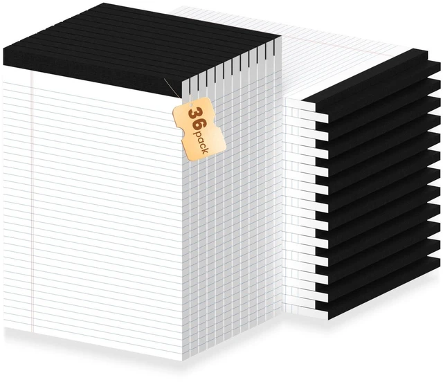 Main image of 36pcs Legal Pads 8.5 x 11, Perforated White Notepad 8.5x11, 50Sheets/Pad Writing Pads 8.5x11, College Ruled Thick Paper, Lined Note Pads with Sturdy Backing, Office & School Supplies