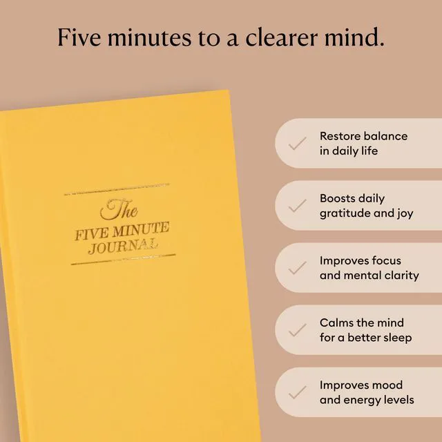Alt view image 2 of 7 - The Five Minute Journal, Original Daily Gratitude Journal, Manifestation Journal for Mindfulness, Undated Daily Journal with Gold Foiling, Plastic-Free, Yellow