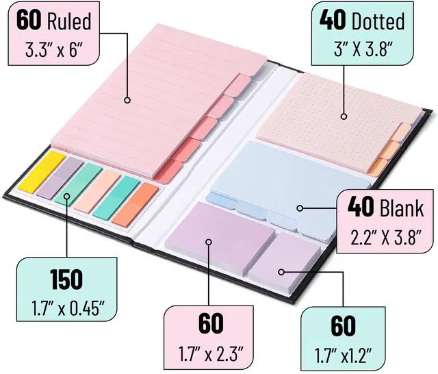 Alt view image 3 of 7 - Sticky Notes Set, 820 Pack, Ruled