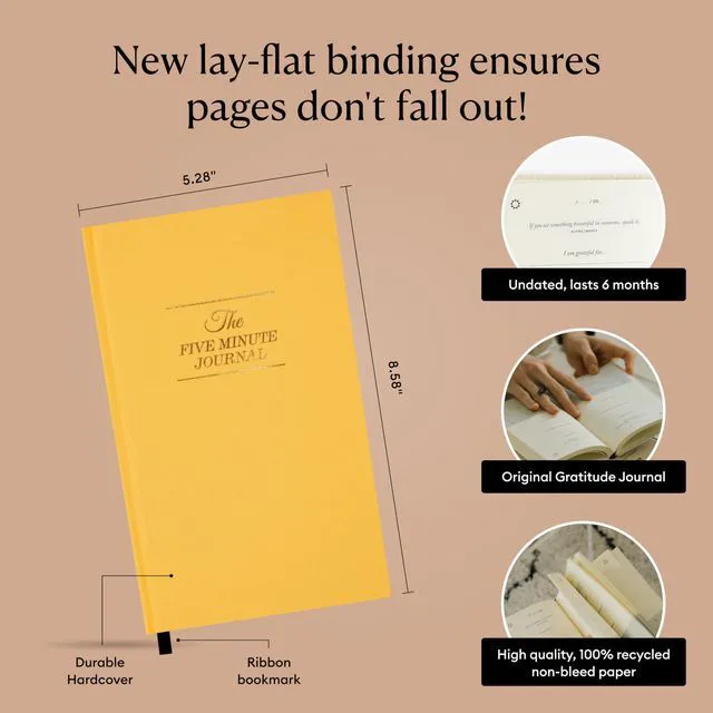 Alt view image 6 of 7 - The Five Minute Journal, Original Daily Gratitude Journal, Manifestation Journal for Mindfulness, Undated Daily Journal with Gold Foiling, Plastic-Free, Yellow