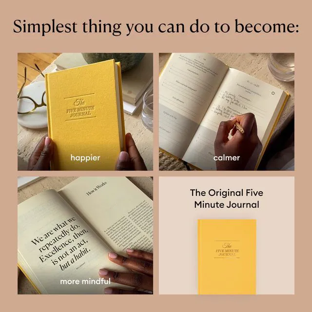 Alt view image 5 of 7 - The Five Minute Journal, Original Daily Gratitude Journal, Manifestation Journal for Mindfulness, Undated Daily Journal with Gold Foiling, Plastic-Free, Yellow