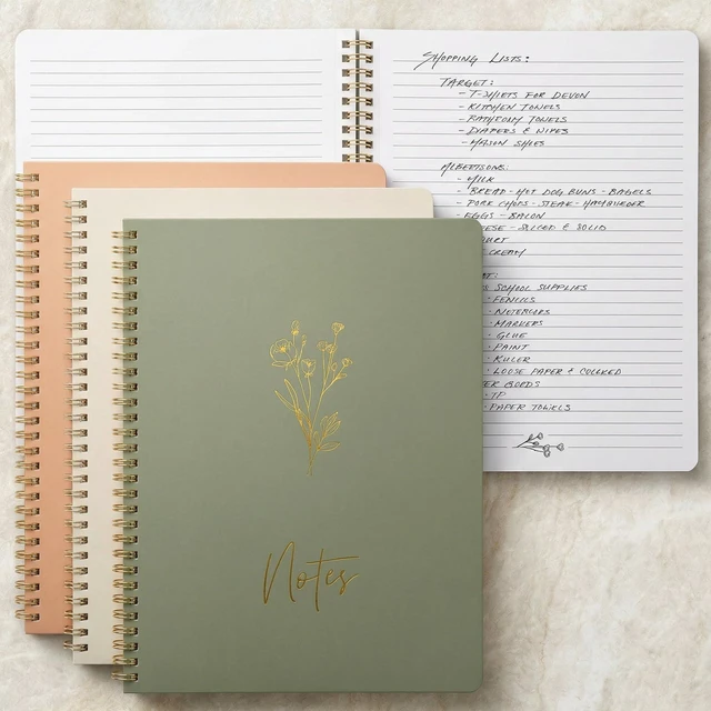 Main image of Aesthetic Spiral Notebook Set of 3 For Women 10.5 x 8 - College Ruled College Ruled Journal/notebook with Large Pockets and Lined Pages - Supplies to Stay Organized at Work or School