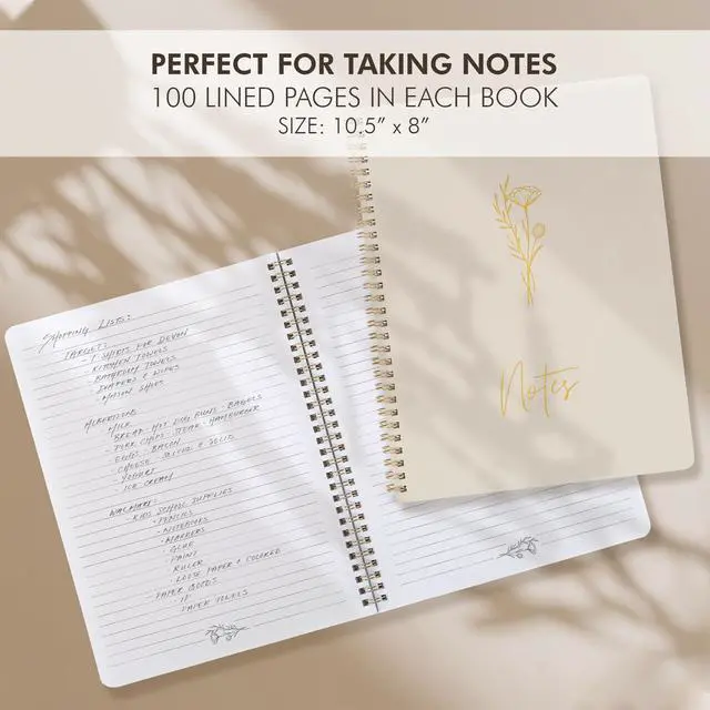 Alt view image 5 of 7 - Aesthetic Spiral Notebook Set of 3 For Women 10.5 x 8 - College Ruled College Ruled Journal/notebook with Large Pockets and Lined Pages - Supplies to Stay Organized at Work or School