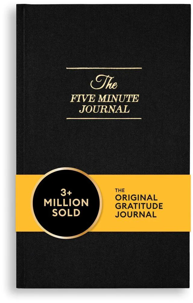 Main image of The Five Minute Journal, Original Daily Gratitude Journal, Reflection & Manifestation Journal for Mindfulness, Undated Daily Journal with Gold Foiling, Plastic-Free, Black