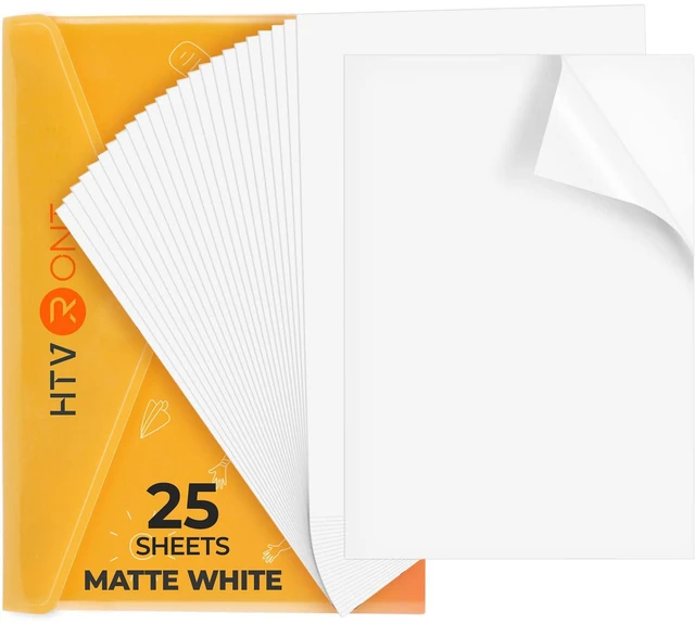 Main image of Printable Vinyl Sticker Paper, 25 Sheets, Matte White, 8.5"x11" Waterproof, Easy to Use & Peel, Anti-Curl & Jam-Free Design, Fast Dry, Great Stickiness, Tear Resistant, For Inkjet Printer