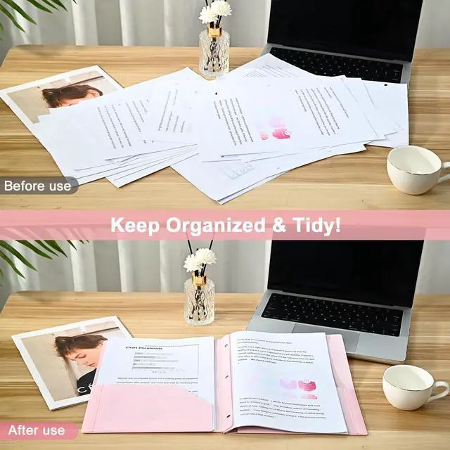 Alt view image 5 of 7 - Two-Pocket-Folders with 3 Prongs, Letter Size Plastic Folders with Pockets and Prongs, Poly Plastic Folders for Office & School. 6 Pastel Colors (Pink - 12 Packs)
