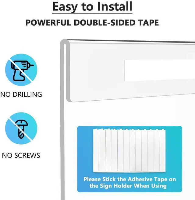Alt view image 2 of 7 - Acrylic Sign Holder 8.5 x 11 Wall Mount with Tape, 12 Pack Strong Double-Sided Tape, Easy Insert and Replace Signs, Posters and Documents, Acrylic Frame for Office, Home, Store