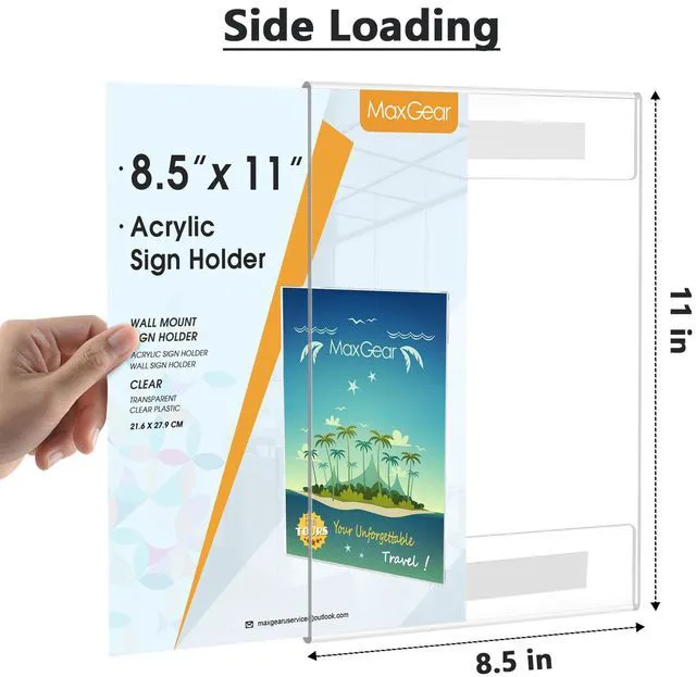 Alt view image 5 of 7 - Acrylic Sign Holder 8.5 x 11 Wall Mount with Tape, 12 Pack Strong Double-Sided Tape, Easy Insert and Replace Signs, Posters and Documents, Acrylic Frame for Office, Home, Store